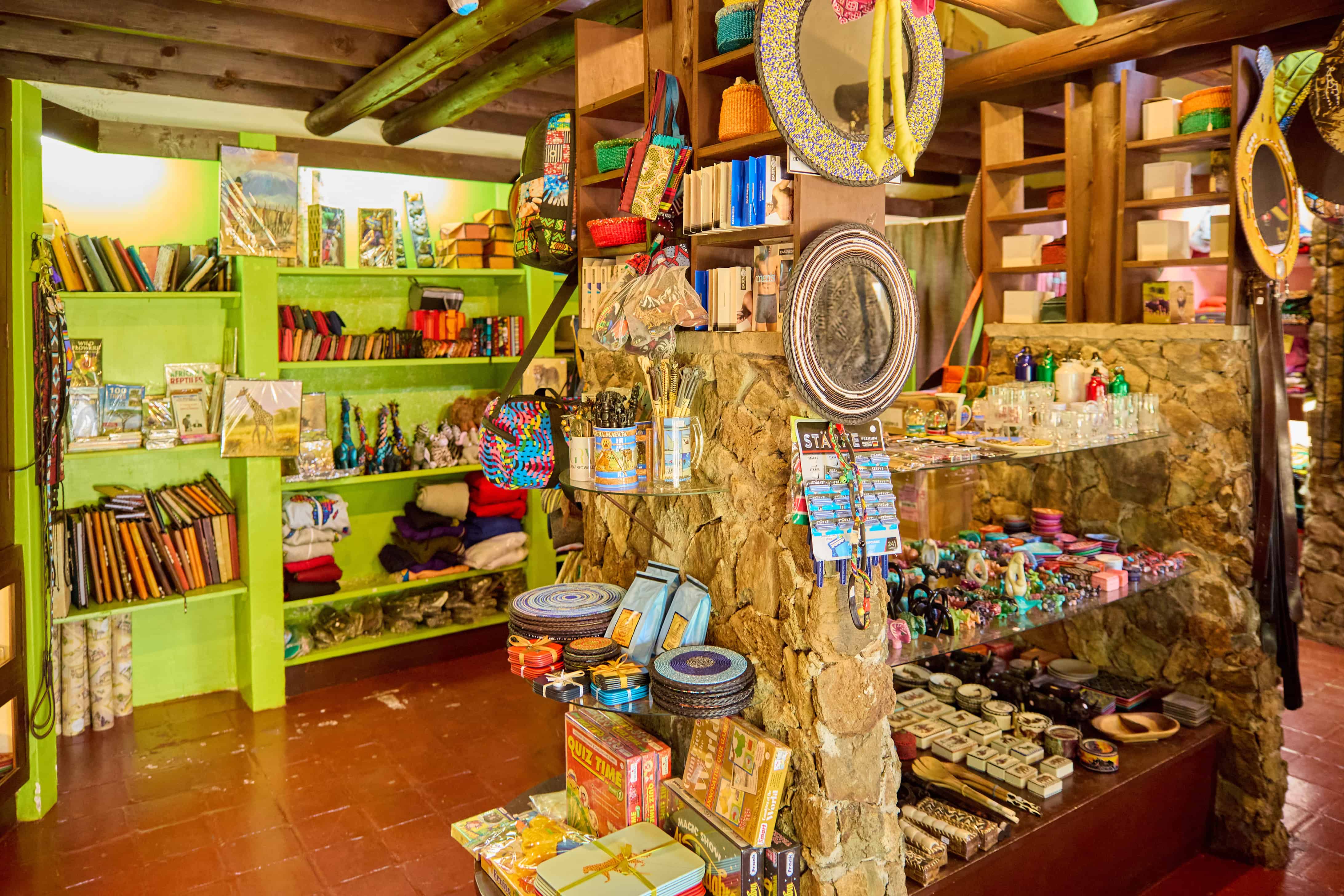 Vibrant gift shop with local crafts, souvenirs, and traditional items